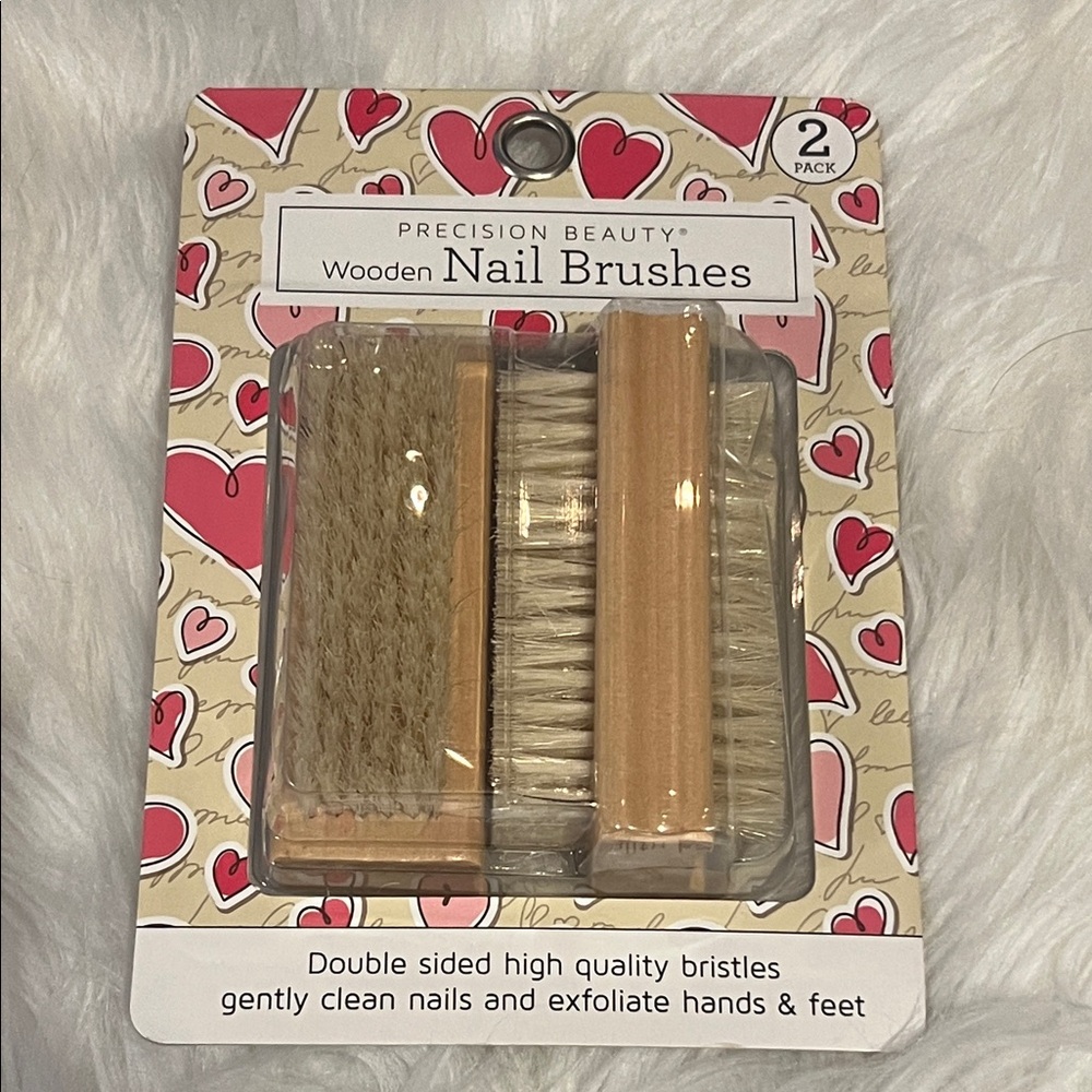 😎NEW😎Precision Beauty Wooden Nail Brushes 2-Pack